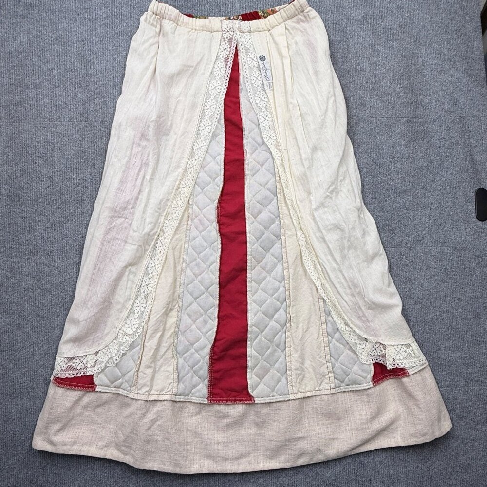 VTG 70s Chessa Davis Velvet Lace Cottagecore Prairie Maxi Skirt Holiday Size M? - Picture 7 of 15